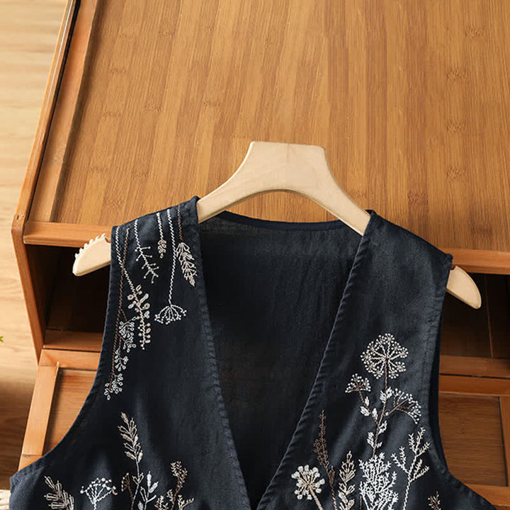 Buddha Stones 夏物刺繍入り花柄レディースノースリーブシャツ（ポケット付き） - image 10