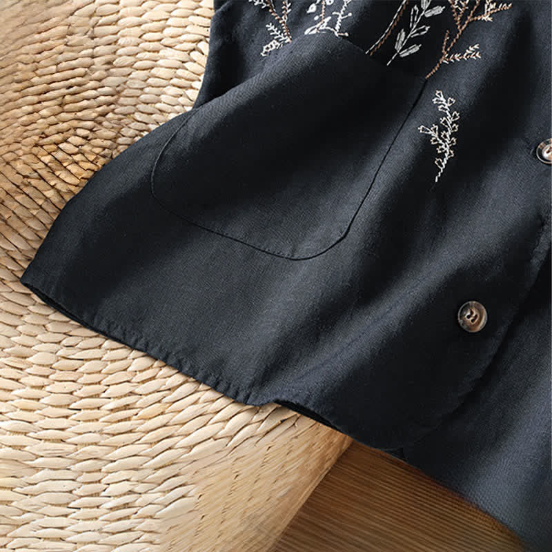 Buddha Stones 夏物刺繍入り花柄レディースノースリーブシャツ（ポケット付き） - image 13