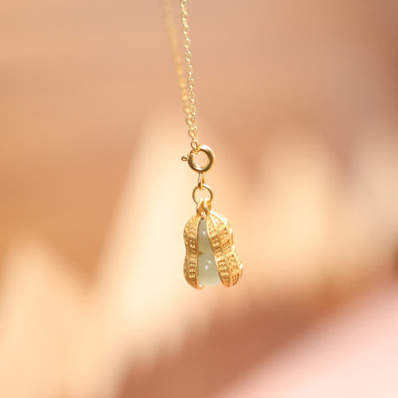 Buddha Stones 925スターリングシルバー製、和田翡翠ピーナッツモチーフの「良いことが起こる」 「豊かさ」ネックレスペンダント - image 3