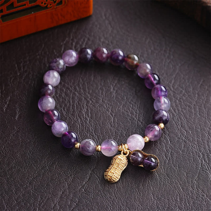 Buddha Stones 天然アメジストピーナッツ入り「良いことが起こる」ヒーリングブレスレット - image 2