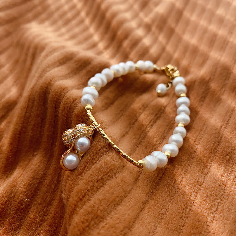 Buddha Stones パールビーズピーナッツ「良いことは起こる」知恵ブレスレット - image 2