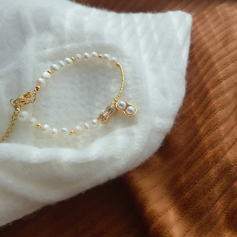 Buddha Stones パールビーズピーナッツ「良いことは起こる」知恵ブレスレット - image 3