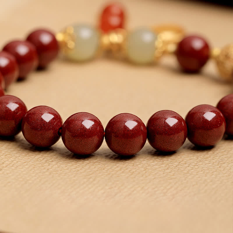 Buddha Stones 天然辰砂 福の文字ピーナッツ良縁祈願ブレスレット - image 4