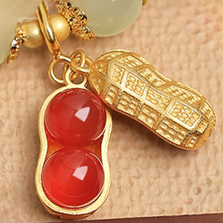 Buddha Stones 天然辰砂 福の文字ピーナッツ良縁祈願ブレスレット - image 9