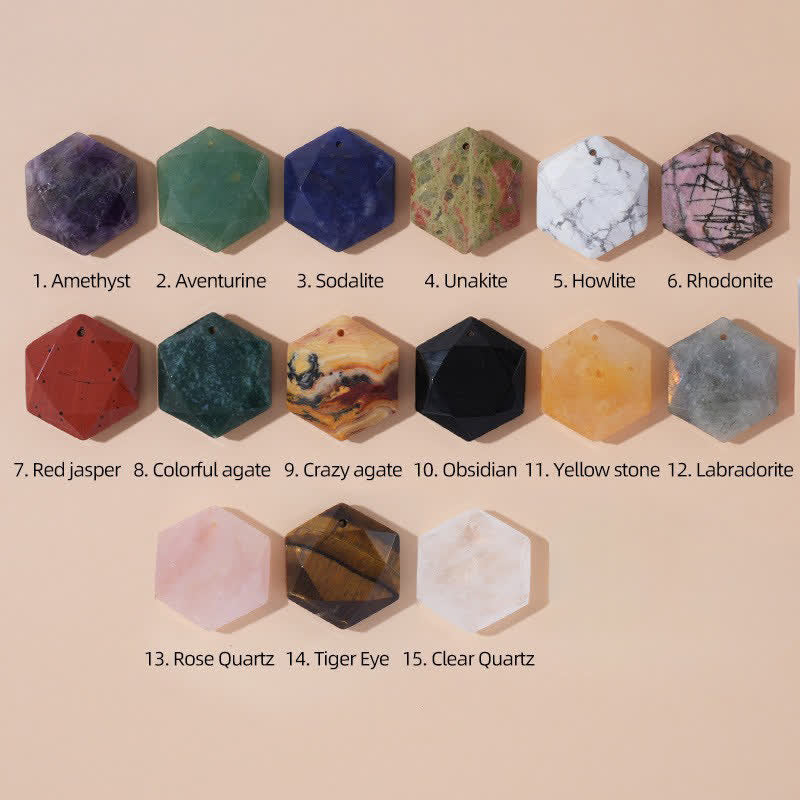 Buddha Stones ダビデの星彫刻入りクリアクォーツインディアンアゲートアメジストヒーリングネックレスペンダント - image 32