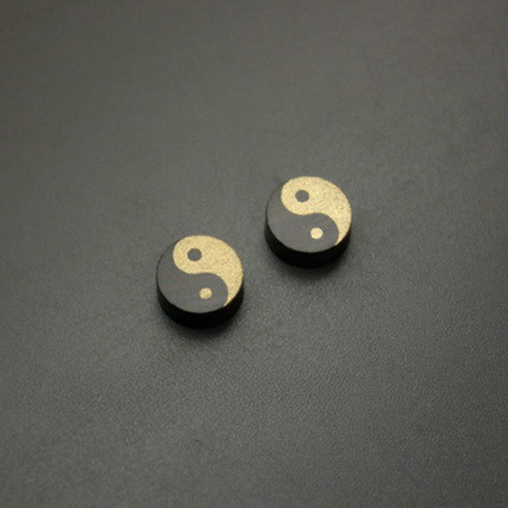 Buddha Stones 黒檀陰陽バランススタッドピアス - image 2