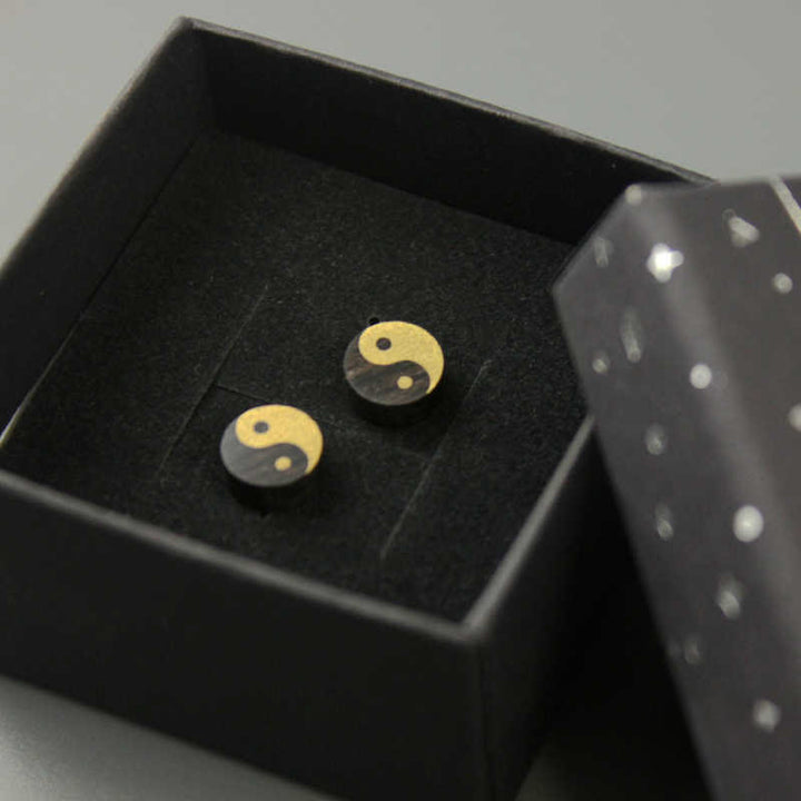Buddha Stones 黒檀陰陽バランススタッドピアス - image 13