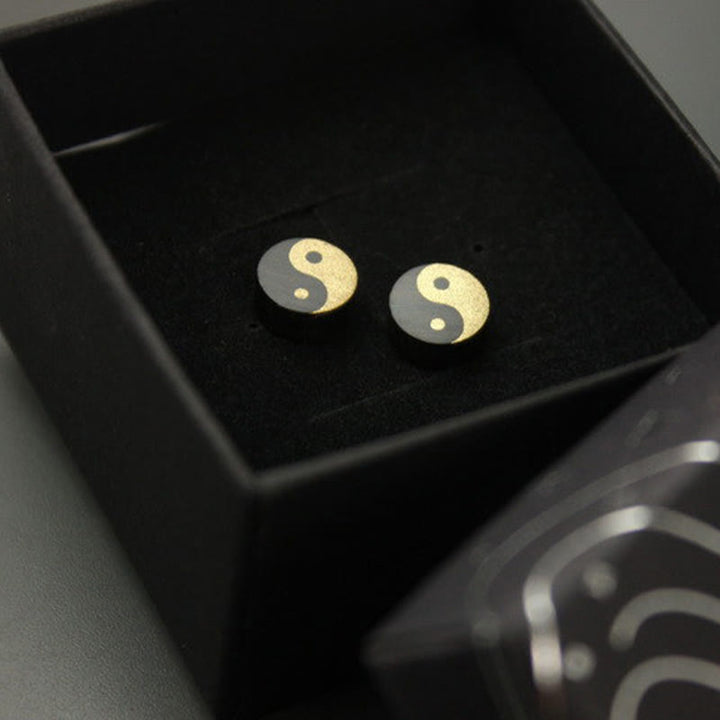 Buddha Stones 黒檀陰陽バランススタッドピアス - image 14