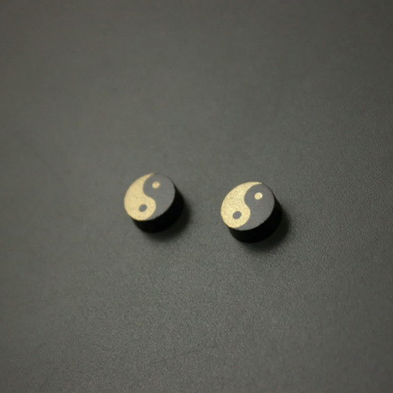 Buddha Stones 黒檀陰陽バランススタッドピアス - image 9