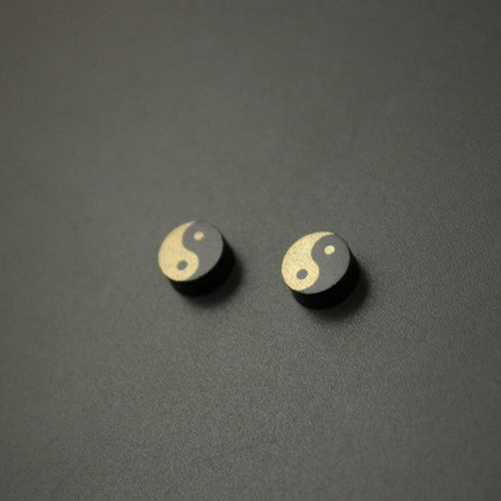 Buddha Stones 黒檀陰陽バランススタッドピアス - image 9