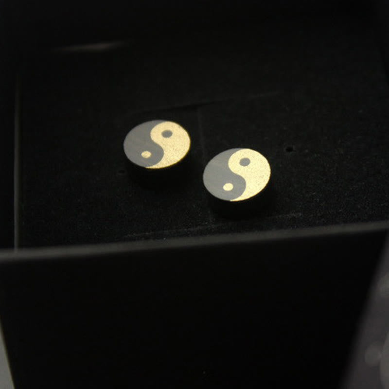Buddha Stones 黒檀陰陽バランススタッドピアス - image 12