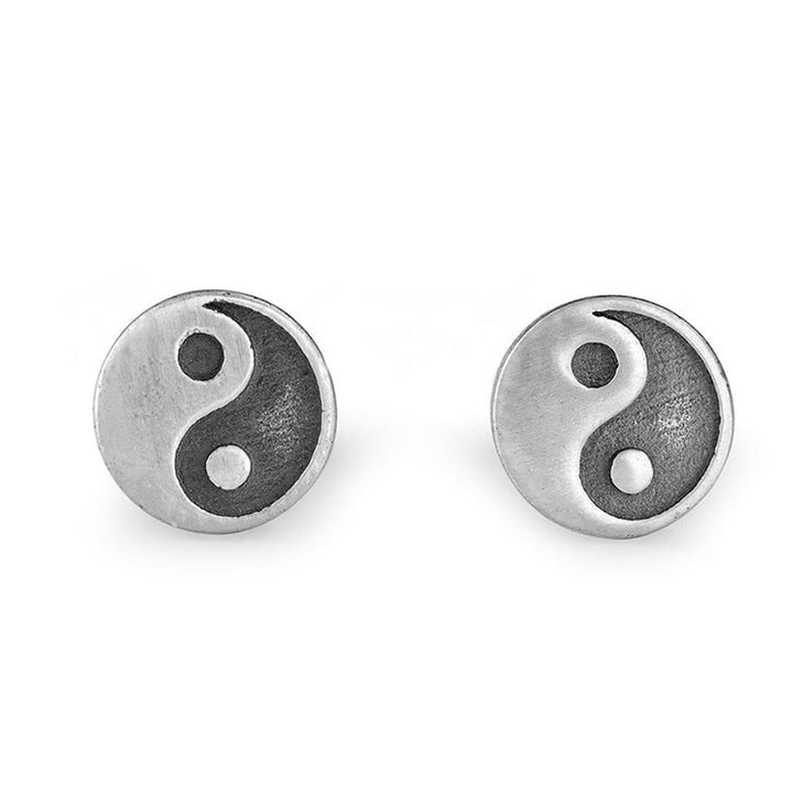 Buddha Stones 925スターリングシルバー製陰陽バランス スタッドピアス（片耳用） - image 5