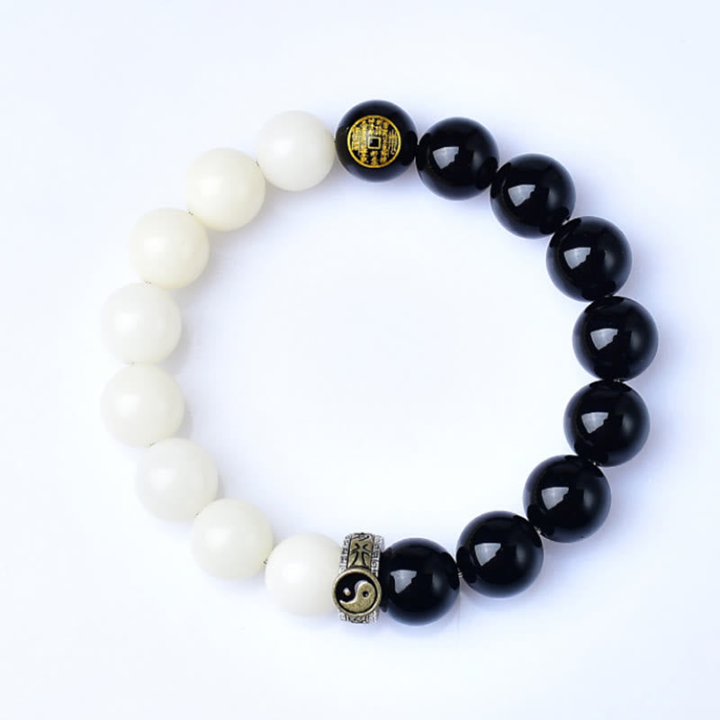 Buddha Stones 黒曜石の菩提樹の種陰陽九字真言山鬼金金強さブレスレット - image 5