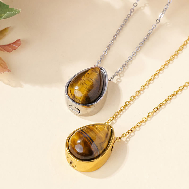 Buddha Stones 天然ブルーレースアゲート、ローズクォーツ、ブラックオニキスのティアドロップデザインバランスネックレスペンダント - image 11
