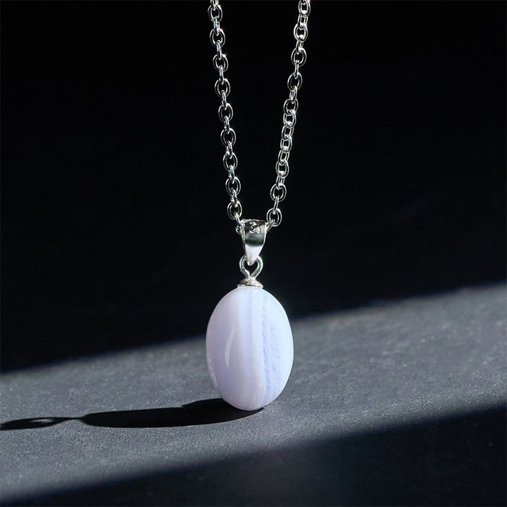 Buddha Stones 天然ブルーレースアゲートクラリティチェーンネックレスペンダント - image 2