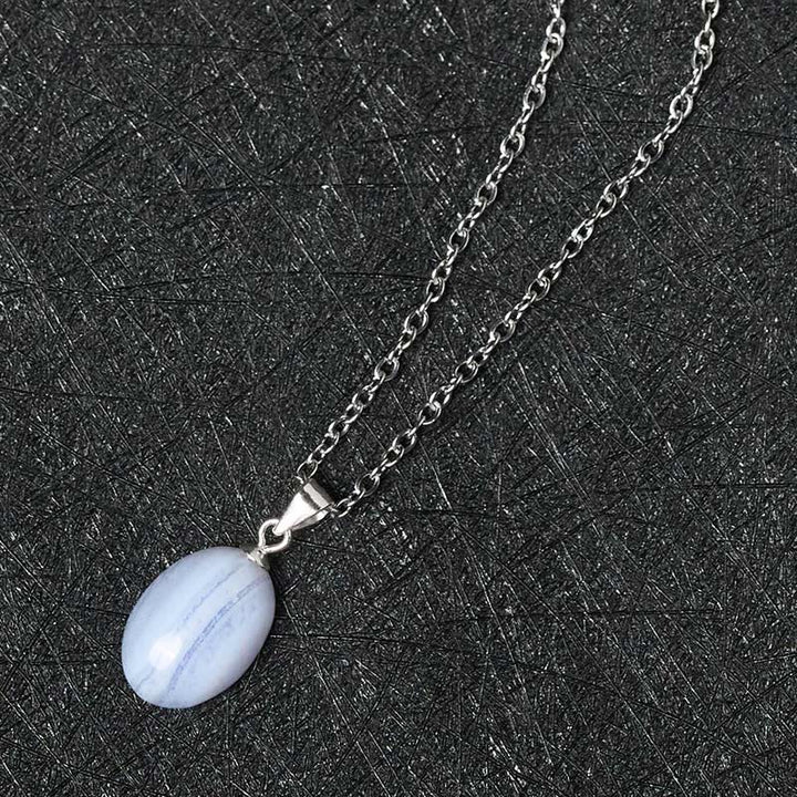 Buddha Stones 天然ブルーレースアゲートクラリティチェーンネックレスペンダント - image 4