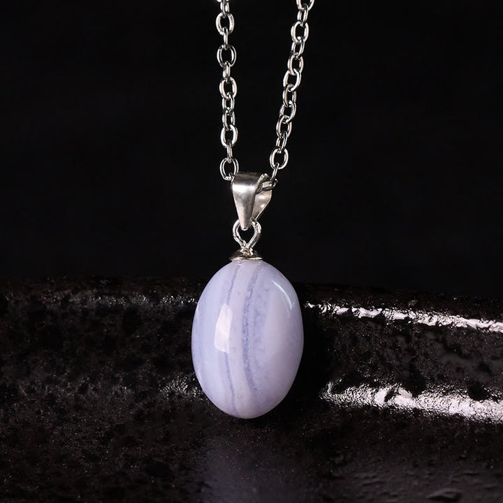 Buddha Stones 天然ブルーレースアゲートクラリティチェーンネックレスペンダント - image 1