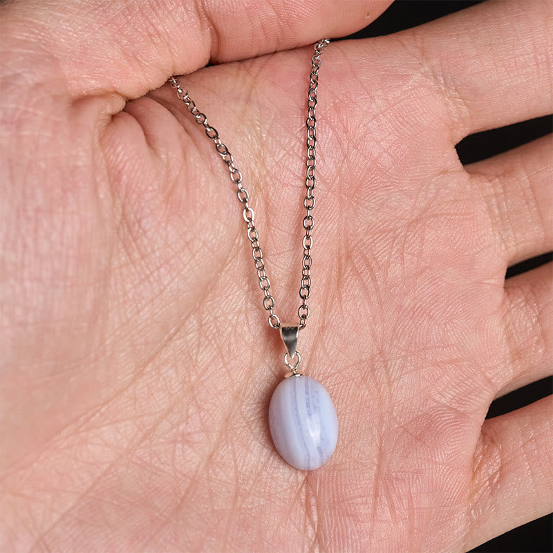 Buddha Stones 天然ブルーレースアゲートクラリティチェーンネックレスペンダント - image 5