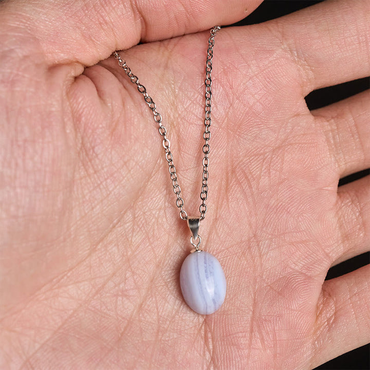 Buddha Stones 天然ブルーレースアゲートクラリティチェーンネックレスペンダント - image 5