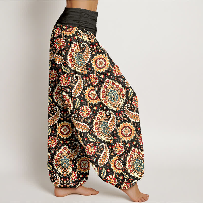 Buddha Stones コットン素材のボヘミアンマンダラペイズリー柄レディースゴムウエストハーレムパンツ - image 1