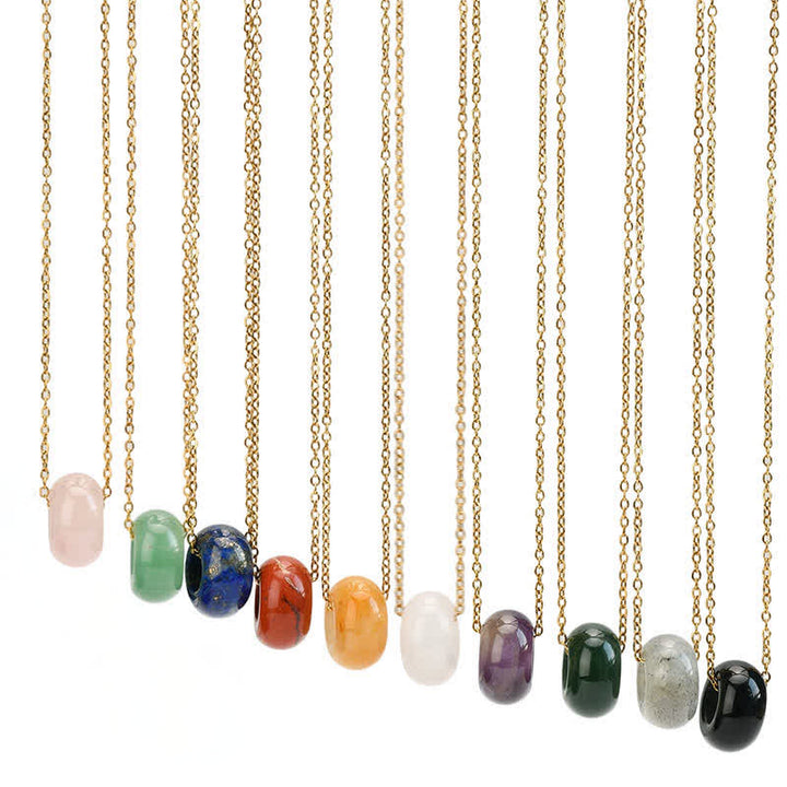 Buddha Stones 天然ローズクォーツとグリーンアベンチュリンのラウンドクリスタルヒーリングネックレス - image 24