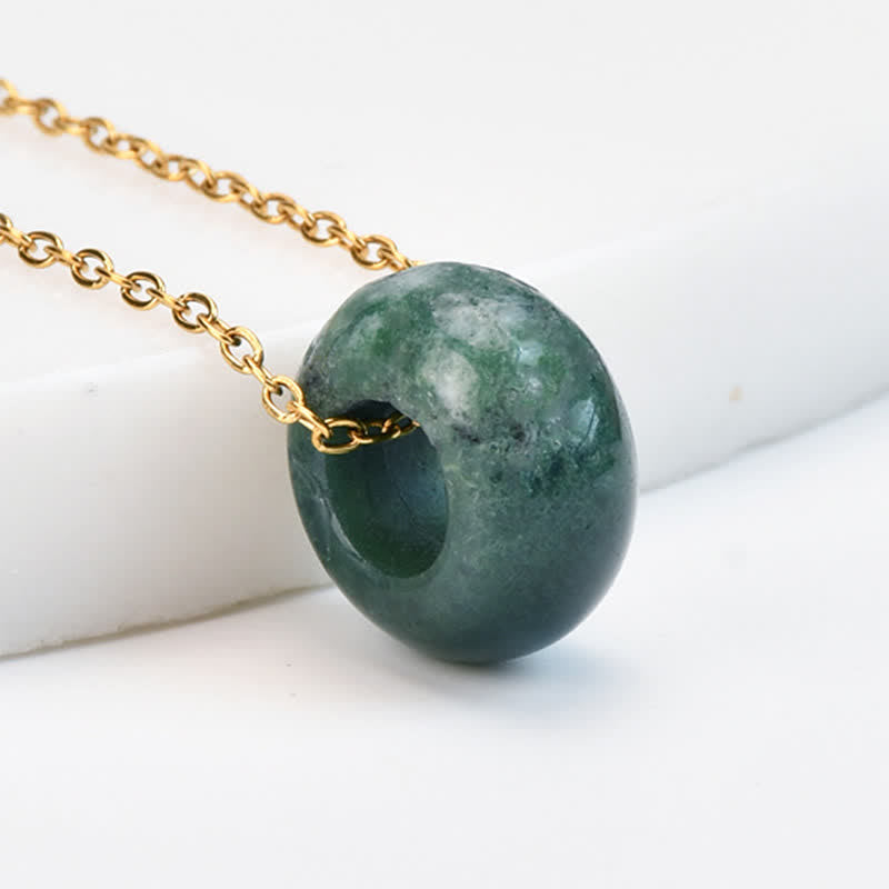 Buddha Stones 天然ローズクォーツとグリーンアベンチュリンのラウンドクリスタルヒーリングネックレス - 天然モスアゲート（色味は個体差があります） - image 18