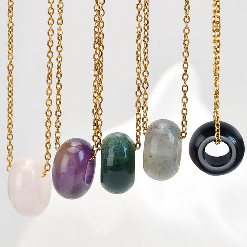Buddha Stones 天然ローズクォーツとグリーンアベンチュリンのラウンドクリスタルヒーリングネックレス - image 25