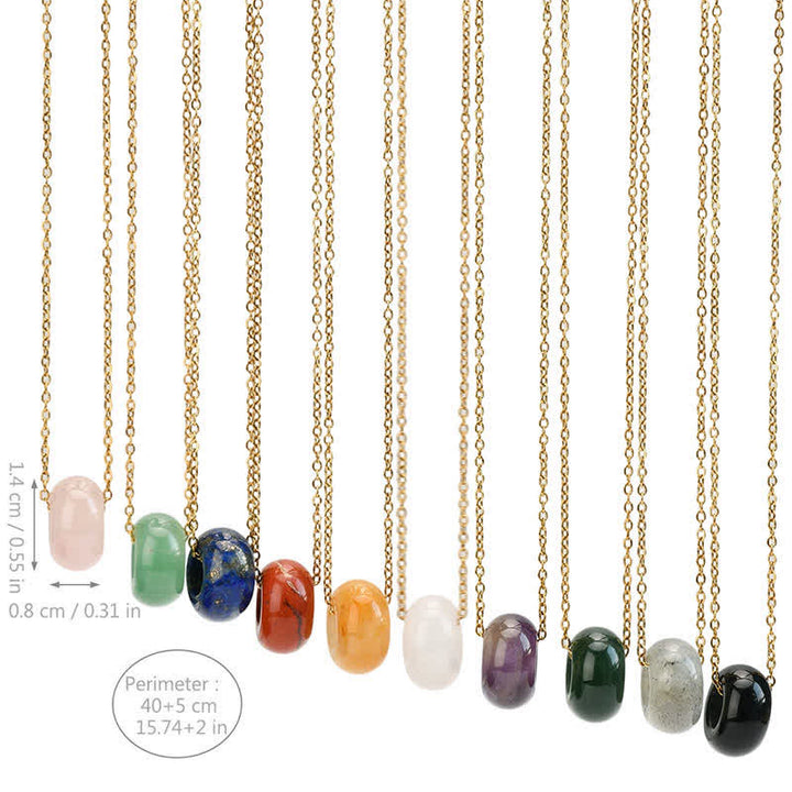 Buddha Stones 天然ローズクォーツとグリーンアベンチュリンのラウンドクリスタルヒーリングネックレス - image 27