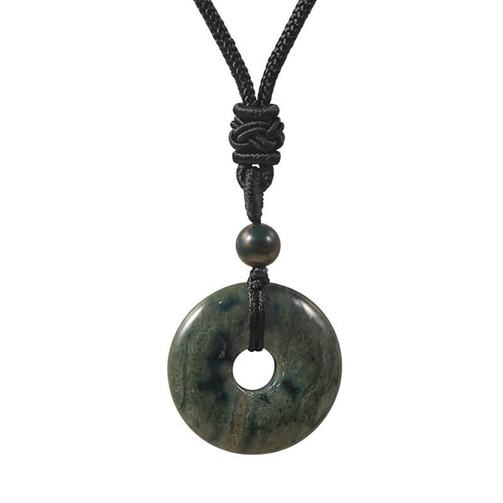 Buddha Stones 天然ロードナイトグレーアゲート平和のお守りチャーム幸運繁栄ネックレス - 天然インド瑪瑙（色味は個体差があります） - image 11