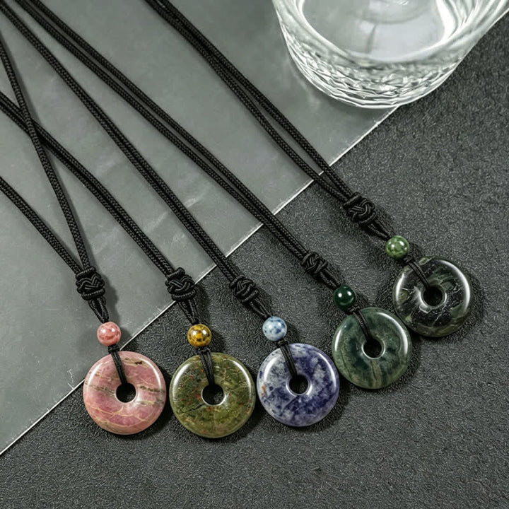 Buddha Stones 天然ロードナイトグレーアゲート平和のお守りチャーム幸運繁栄ネックレス - image 15