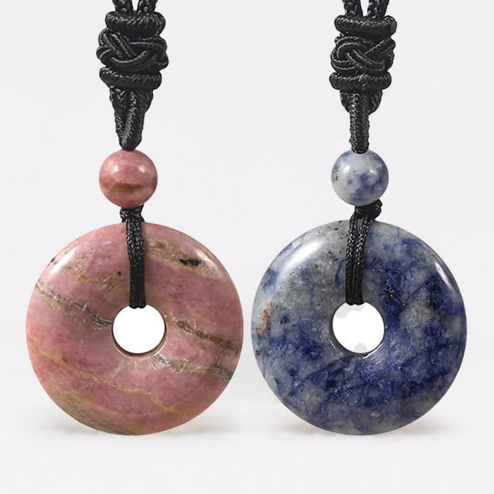 Buddha Stones 天然ロードナイトグレーアゲート平和のお守りチャーム幸運繁栄ネックレス - image 0