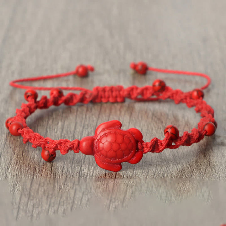 Buddha Stones ターコイズ色の亀のデザインが施された編み込みロープの守護ブレスレット - image 12
