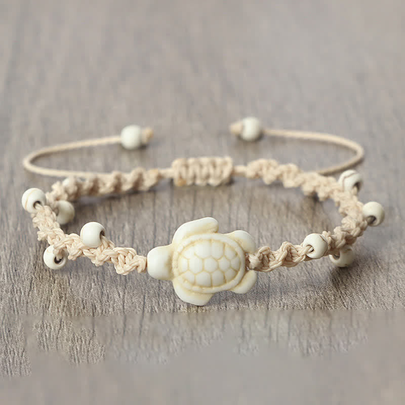 Buddha Stones ターコイズ色の亀のデザインが施された編み込みロープの守護ブレスレット - image 10