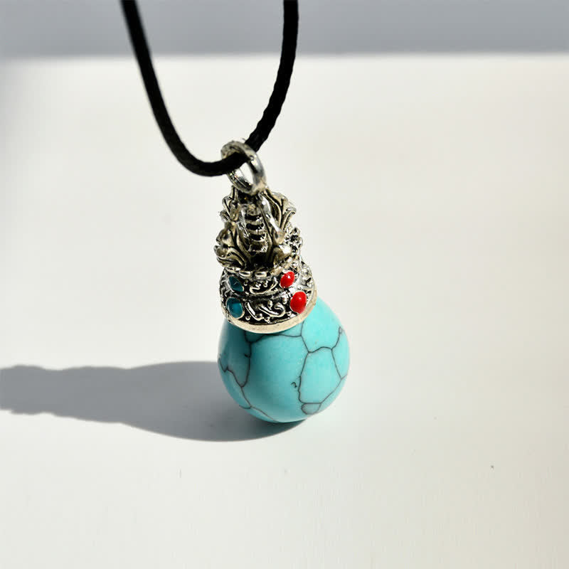 Buddha Stones 天然ターコイズ タイガーアイ ウィズダムロープネックレス - image 2