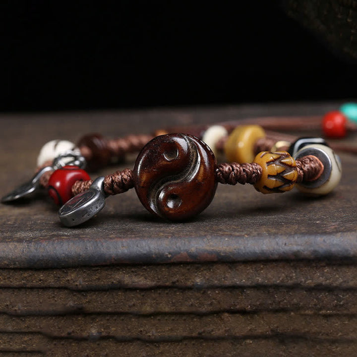 Buddha Stones 骨の陰陽編みロープバランスブレスレット - image 3