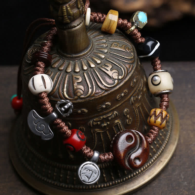 Buddha Stones 骨の陰陽編みロープバランスブレスレット - image 2