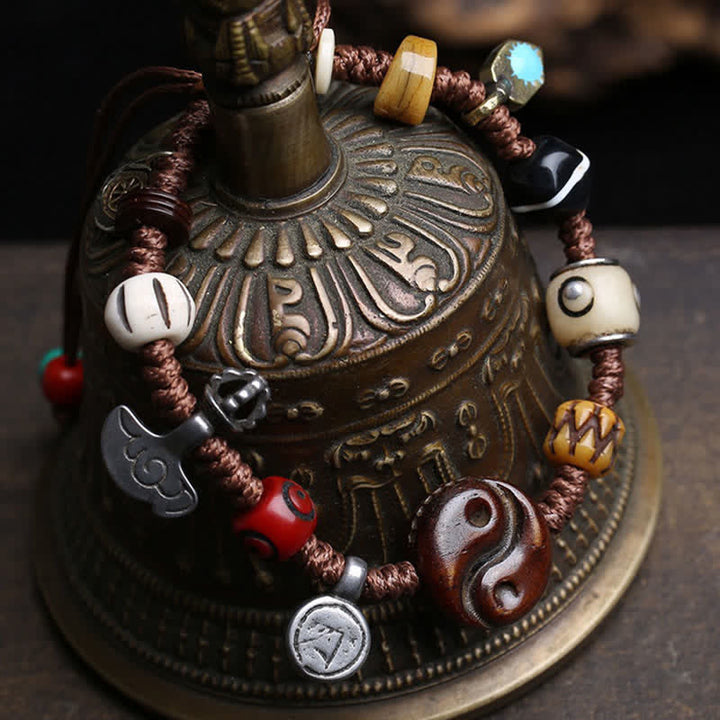 Buddha Stones 骨の陰陽編みロープバランスブレスレット - image 2