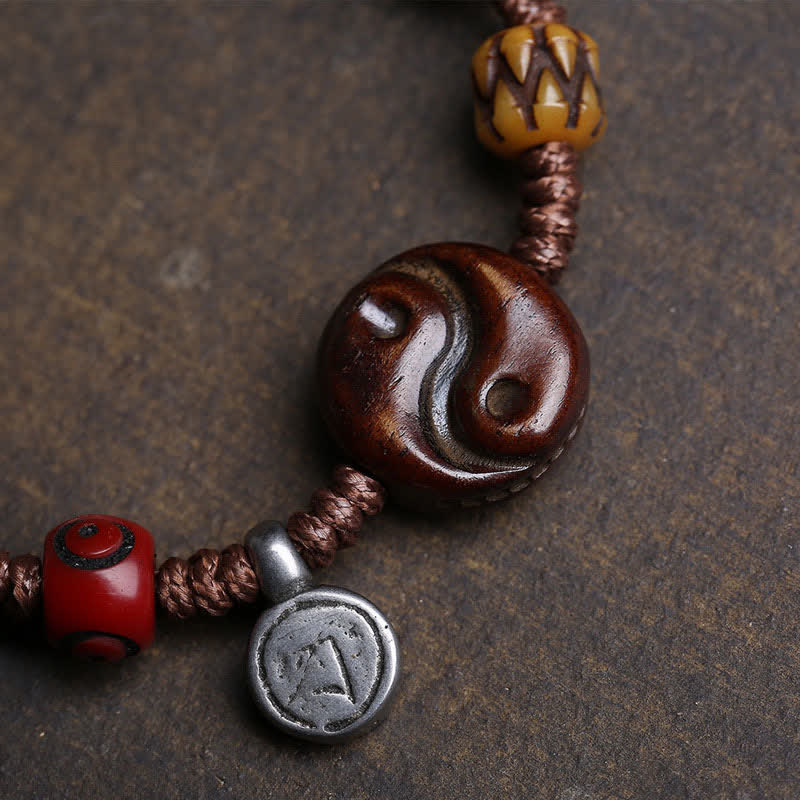 Buddha Stones 骨の陰陽編みロープバランスブレスレット - image 4