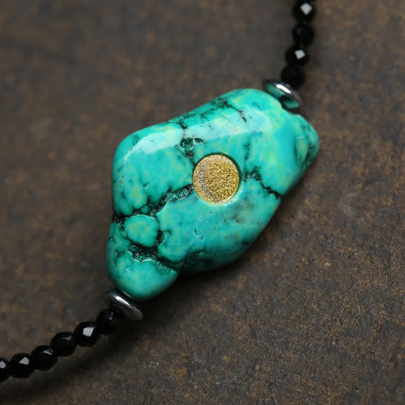 Buddha Stones ブラックスピネルターコイズビーズの強さネックレス - image 2