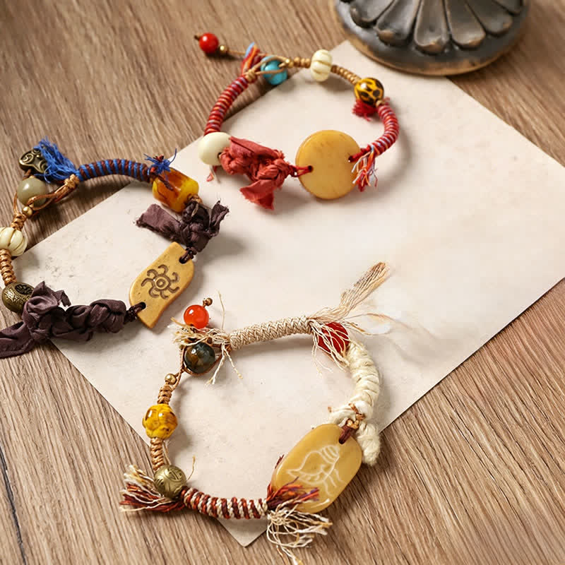 Buddha Stones 骨福文字編みロープピースブレスレット - image 9