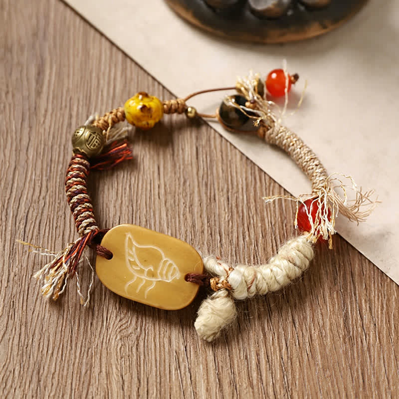 Buddha Stones 骨福文字編みロープピースブレスレット - image 3