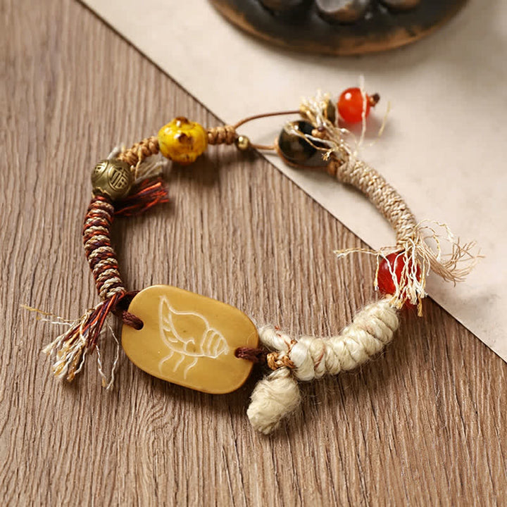 Buddha Stones 骨福文字編みロープピースブレスレット - image 3