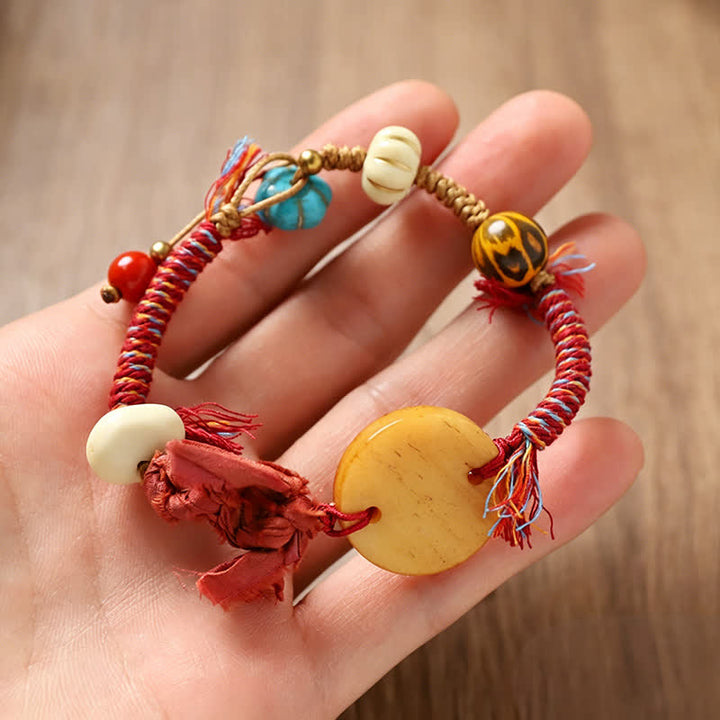 Buddha Stones 骨福文字編みロープピースブレスレット - image 1