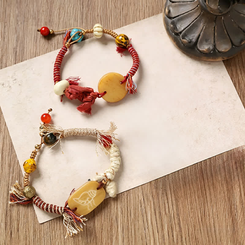 Buddha Stones 骨福文字編みロープピースブレスレット - image 8