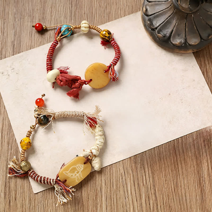 Buddha Stones 骨福文字編みロープピースブレスレット - image 8
