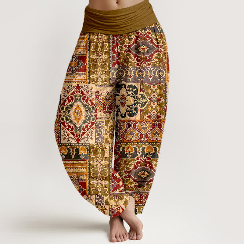 Buddha Stones コットンオリーブモザイクタイル柄レディースゴムウエストハーレムパンツ - ペルー - US16、 UK/AU20、 EU48 (3XL) - image 5
