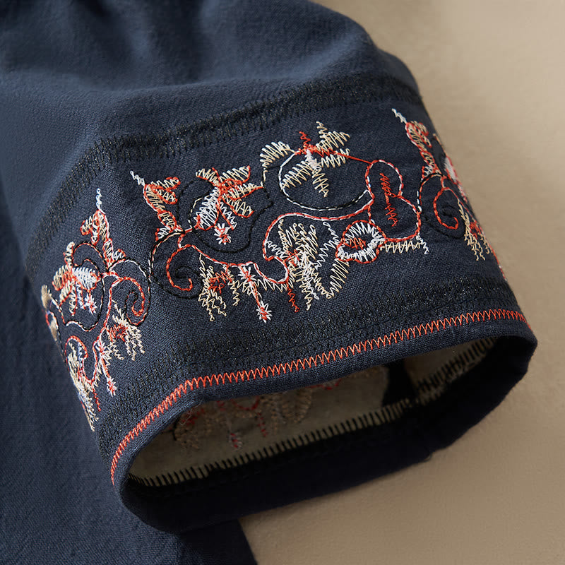Buddha Stonesカジュアル 刺繍入り花柄 斜め襟 ストラップ付き 長袖 レディースシャツ - image 23