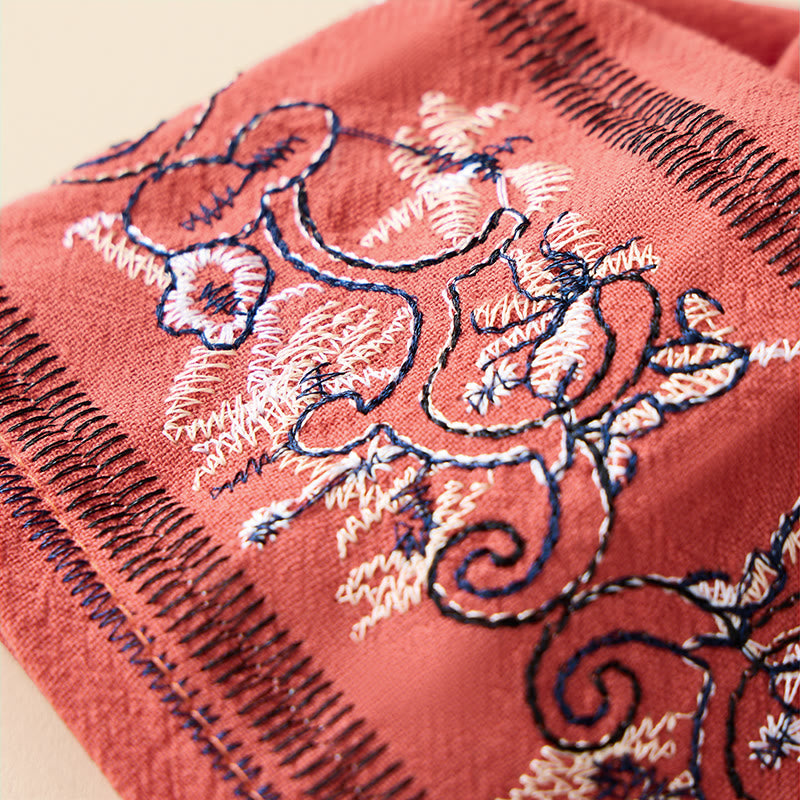 Buddha Stonesカジュアル 刺繍入り花柄 斜め襟 ストラップ付き 長袖 レディースシャツ - image 4