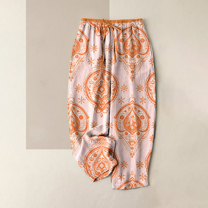 Buddha Stones 綿100％、花柄、ウエストゴム、ポケット付きレディースパンツ - ミスティローズ - US16、 UK/AU20、 EU48 (3XL) - image 3