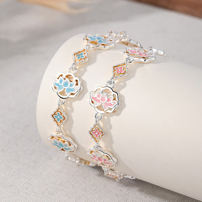 Buddha Stones 銅エナメル蓮の花モチーフの「新たな始まり」ブレスレット - image 4